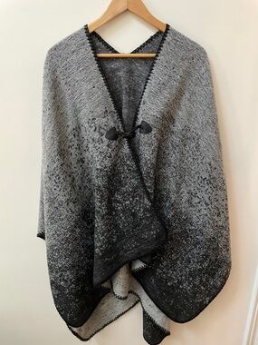 Gray Ombre Knit cape Sweater with Toggle Closure